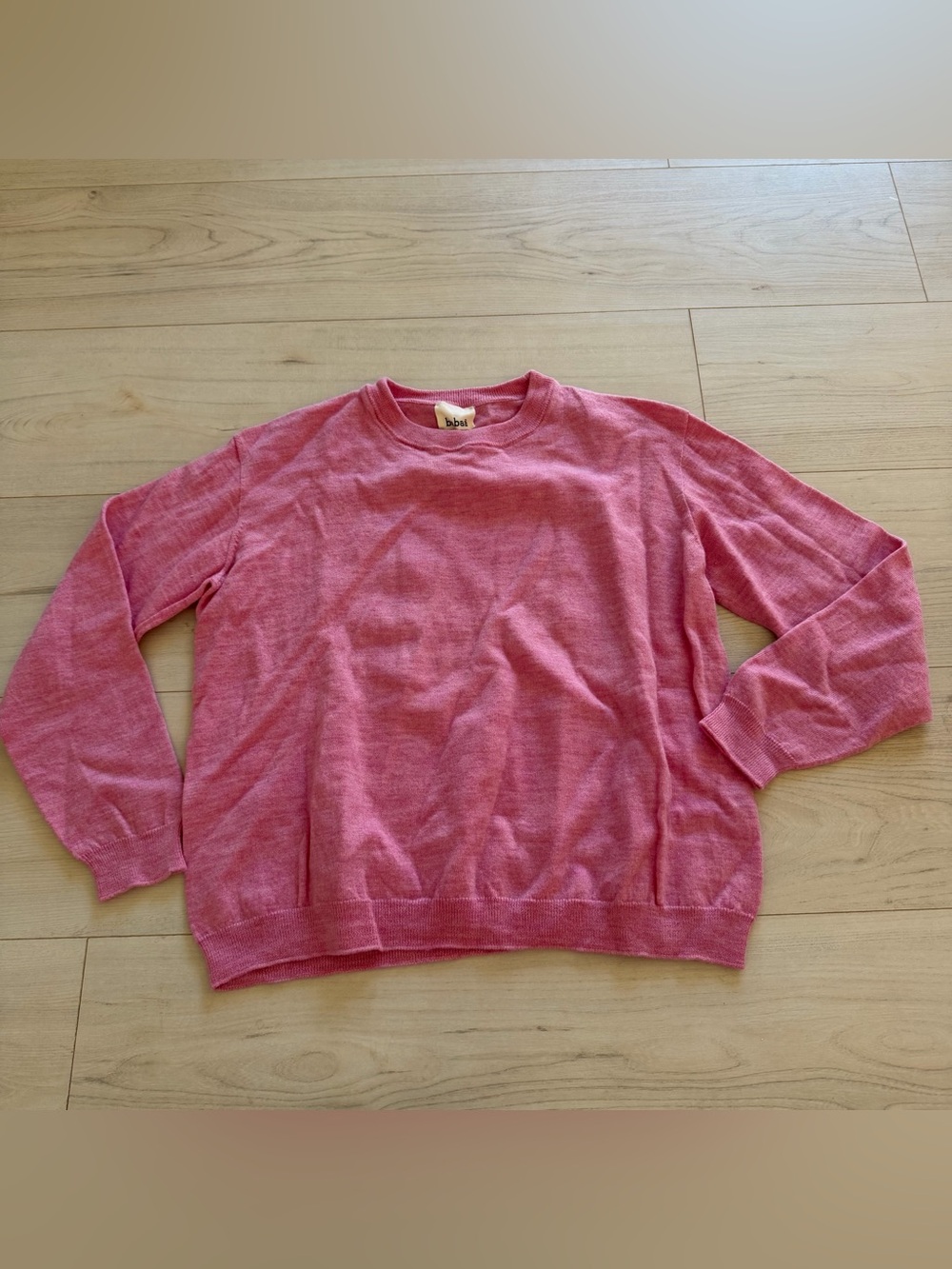 Babaa Pink Crewneck Sweater 100% Merino Wool
